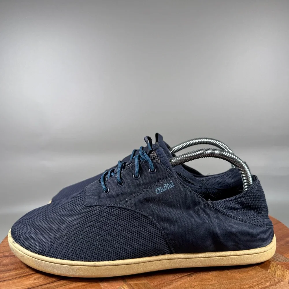 OluKai Nohea‎ Moku Mens 8.5 Navy Blue Mesh Boat Shoes Sneakers